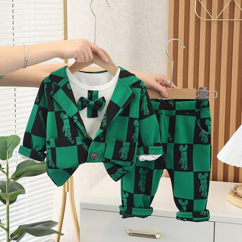 Boys spring and autumn long sleeve three-piece set
